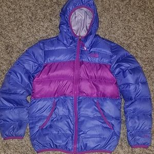 North Face girls reversible down hooded coat 10/12